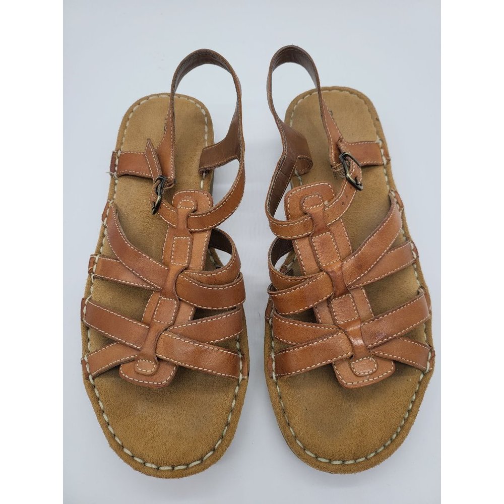 Natural‎ Soul By Naturalizer Sandals 9M Womens Brown Open Toe Flats Summer Shoes
